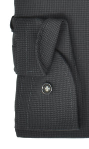 Marvelis Herren Businesshemd Modern Fit Kent Kragen Langarm Struktur Schwarz