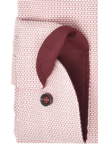 Marvelis Herren Businesshemd Modern Fit Kent Kragen Langarm Muster Rot