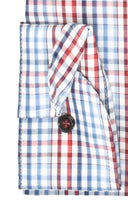 Laden Sie das Bild in den Galerie-Viewer, Marvelis Herren Businesshemd Modern Fit Kent Kragen Langarm Kariert Rot/Blau/Weiß