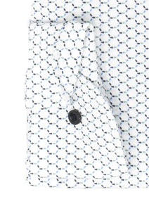 Marvelis Herren Businesshemd Modern Fit Under Button Down Langarm Muster Weiß