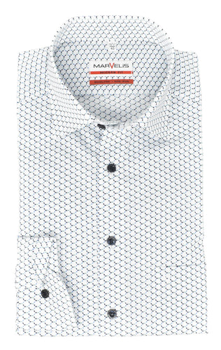 Businesshemd - Modern Fit - Langarm - Muster - Weiß