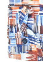 Load image into Gallery viewer, Marvelis Herren Businesshemd Modern Fit Kent Kragen Langarm Muster Rostbraun/Blau