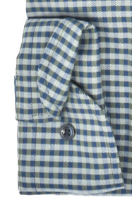 Marvelis Herren Businesshemd Modern Fit Kent Kragen Langarm Kariert Grün/Blau