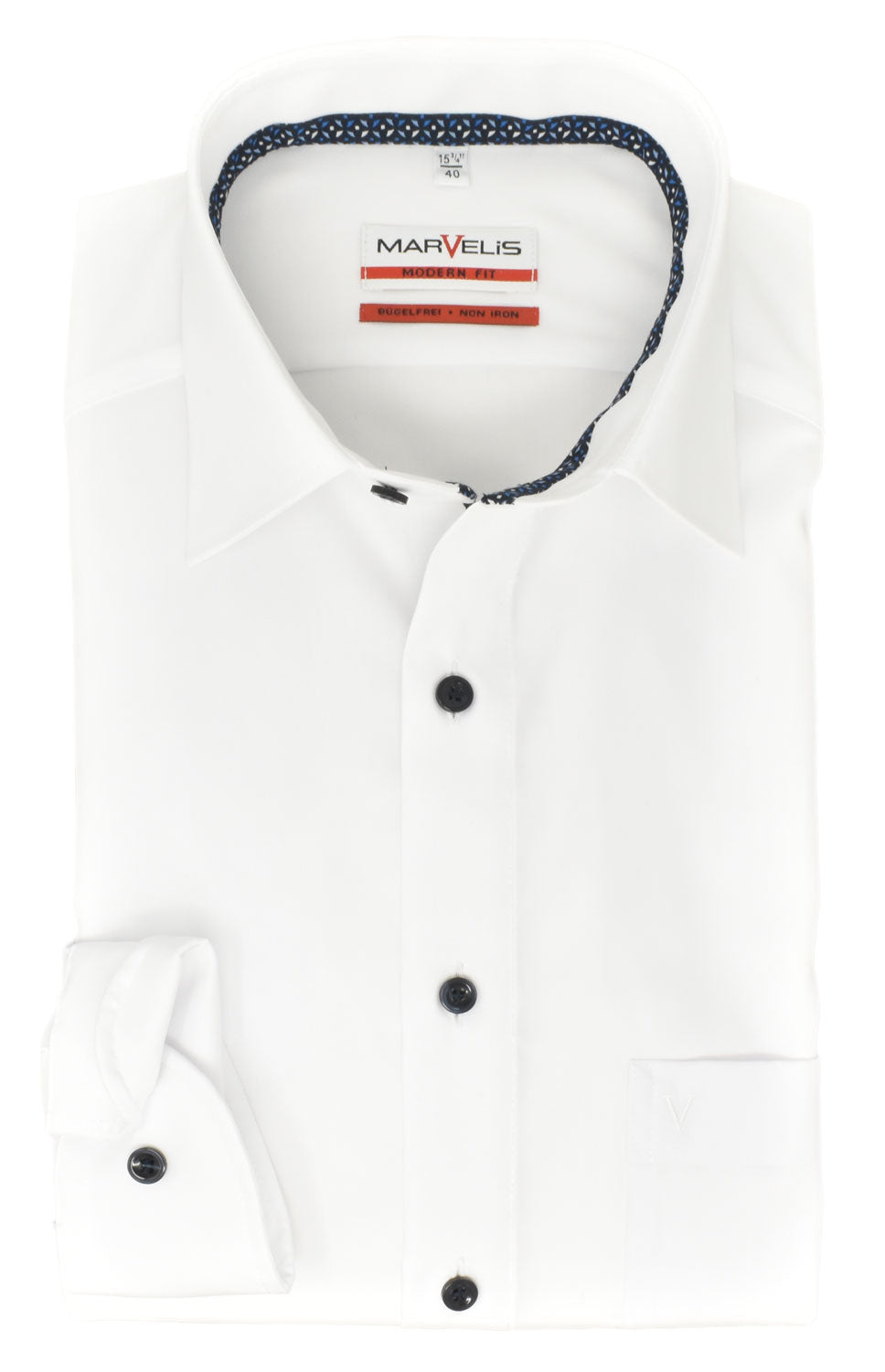 Businesshemd - Modern Fit - Langarm - Einfarbig - Weiß