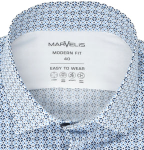 Easy To Wear Hemd - Modern Fit - Langarm - Muster - Blau