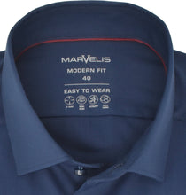 Load image into Gallery viewer, Marvelis Herren Easy To Wear Hemd Modern Fit Kent Kragen Langarm Stretch Einfarbig Dunkelblau