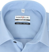 Load image into Gallery viewer, Marvelis Herren Businesshemd Comfort Fit Kent Kragen Langarm Struktur Hellblau
