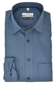 Marvelis Herren Businesshemd Comfort Fit Kent Kragen Langarm Struktur Dunkelblau