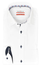 Load image into Gallery viewer, Marvelis Herren Businesshemd Modern Fit Kent Kragen Extra Langer Arm 69cm Einfarbig Weiß