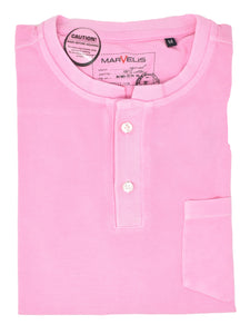 Poloshirt - Casual Fit - Stehkragen - Einfarbig - Rosa