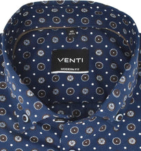 Load image into Gallery viewer, Venti Herren Businesshemd Modern Fit Kent Kragen Langarm Muster Dunkelblau/Braun