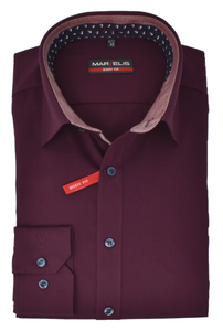 Marvelis Body Fit Hemd New Kent Kragen mit Besatz bügelleicht Uni reine Baumwolle