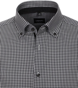 VENTI Herren Businesshemd Modern Fit Button-Down-Kragen Langarm Einfarbig Anthrazit