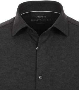 Jerseyhemd - Modern Fit - Langarm - Einfarbig - Anthrazit
