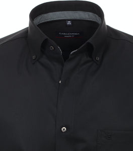 CASAMODA Herren Businesshemd Modern Fit Button-Down-Kragen Langarm Einfarbig Schwarz