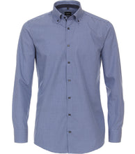 Laden Sie das Bild in den Galerie-Viewer, VENTI Herren Businesshemd Modern Fit Button-Down-Kragen Langarm Einfarbig Blau