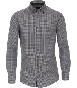 VENTI Herren Businesshemd Modern Fit Button-Down-Kragen Langarm Einfarbig Anthrazit