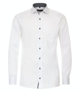 CASAMODA Herren Businesshemd Modern Fit Kent-Kragen Langarm Einfarbig Weiß