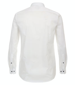 VENTI Herren Businesshemd Body Fit Kent-Kragen Langarm Einfarbig Weiß