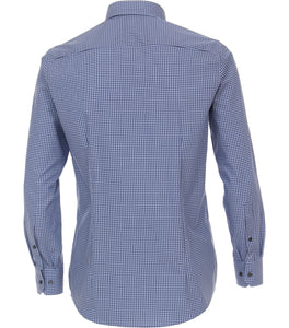 VENTI Herren Businesshemd Modern Fit Button-Down-Kragen Langarm Einfarbig Blau