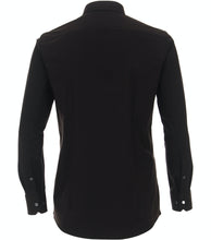 Laden Sie das Bild in den Galerie-Viewer, VENTI Herren Jerseyhemd Modern Fit Kent-Kragen Langarm Einfarbig Schwarz