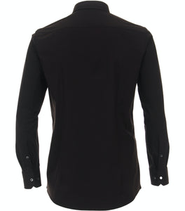 Jerseyhemd - Modern Fit - Langarm - Einfarbig - Schwarz