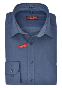 Marvelis Body Fit Hemd New Kent Kragen bügelleicht Uni Struktur reine Baumwolle - Lieferhemd