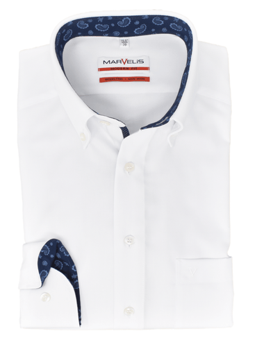 Marvelis Modern Fit Button Down Kragen bügelfrei Uni reine Baumwolle - Lieferhemd
