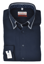 Laden Sie das Bild in den Galerie-Viewer, Marvelis Modern Fit Hemd ELA 69cm bügelfrei dunkelblau Doppelkragen Button Down reine Baumwolle - Lieferhemd